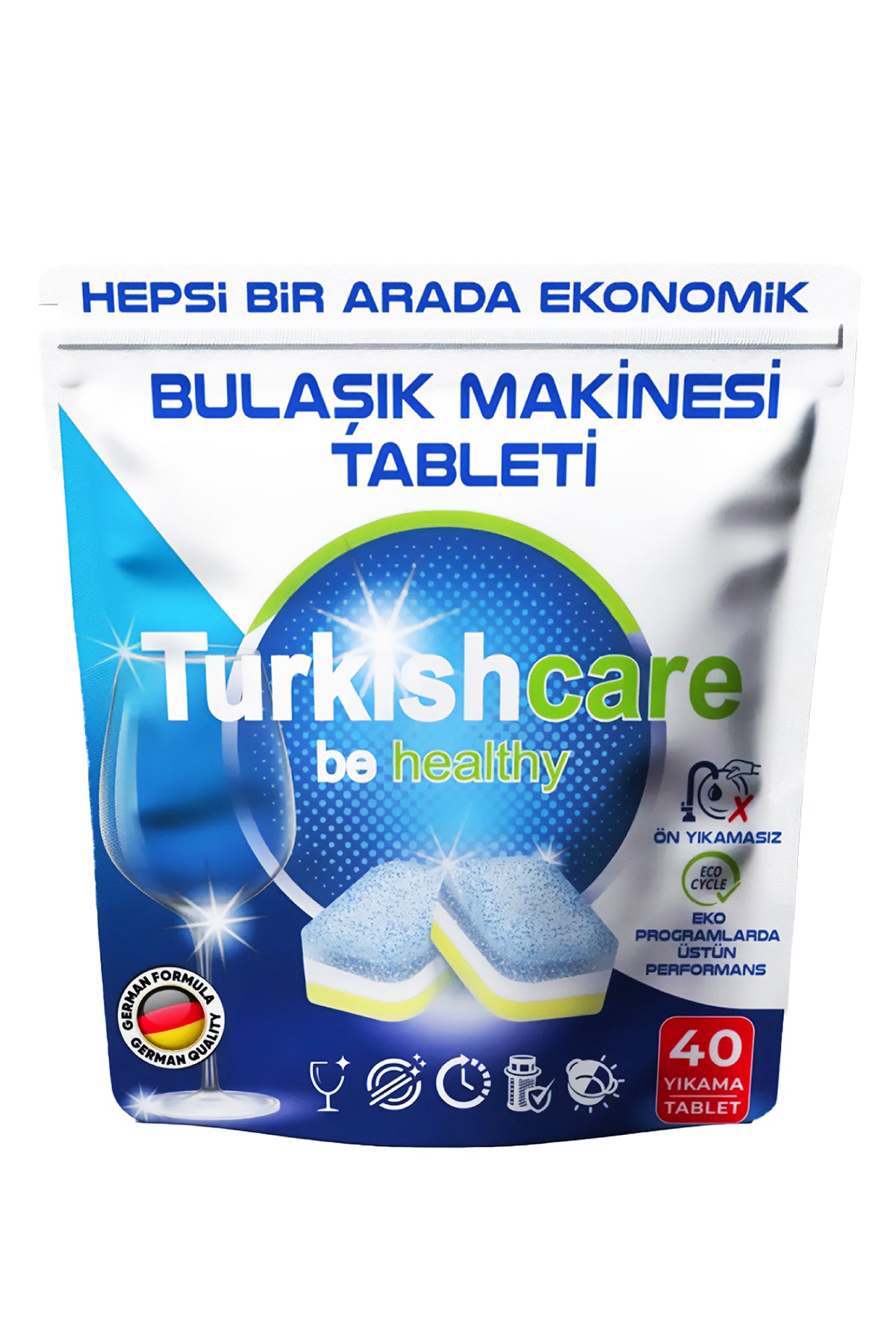 (Test Ürünü Satılmaz) Hepsi Bir Arada Ekonomik 40 Yıkama Bulaşık Deterjanı Premium Tablet