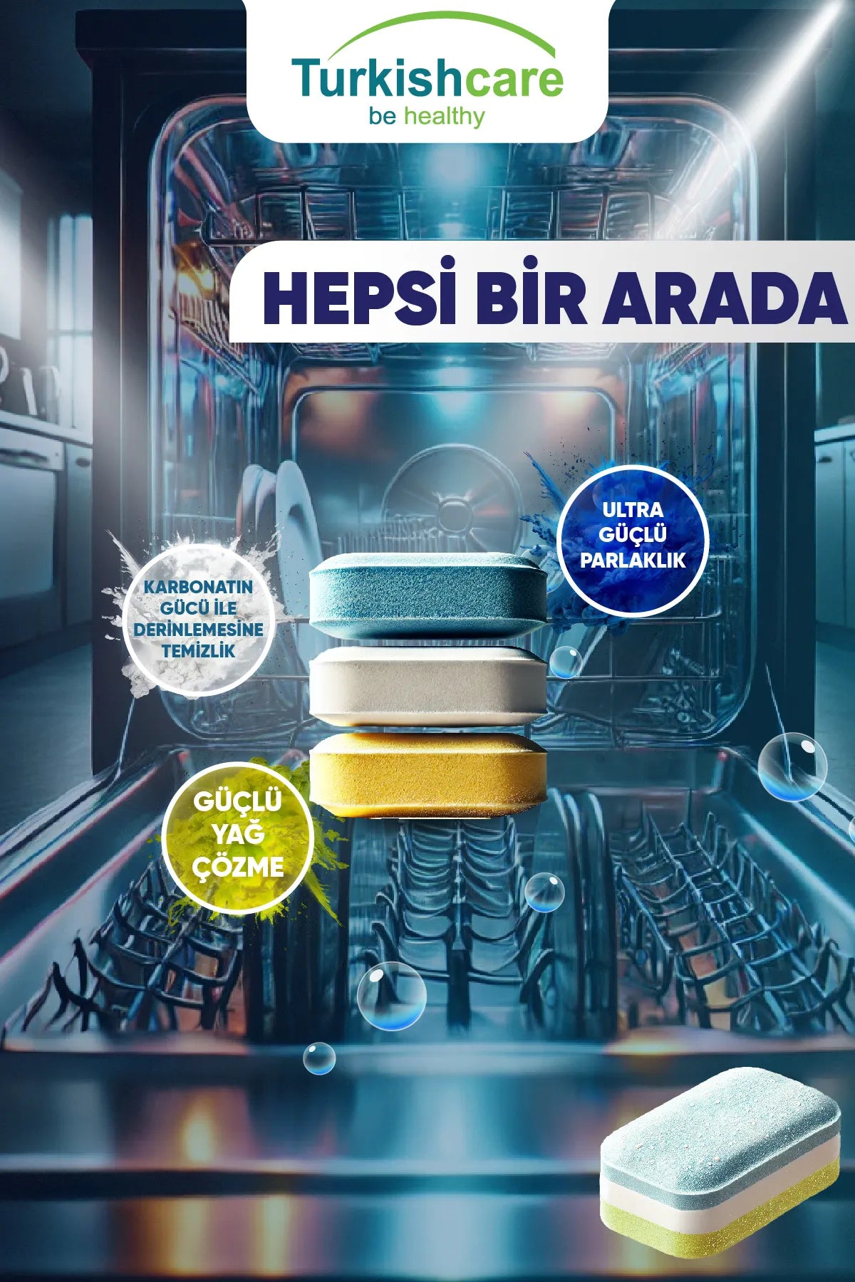 (Test Ürünü Satılmaz) Hepsi Bir Arada Ekonomik 40 Yıkama Bulaşık Deterjanı Premium Tablet